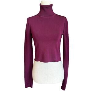 Rachel Zoe Burgundy Silk Blend Knit Crop Top Women's Size Large | 48-49